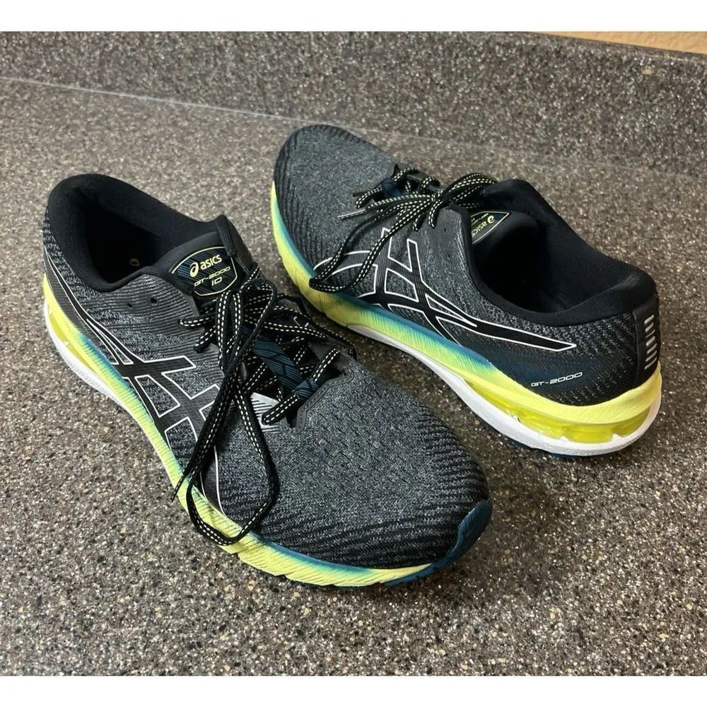 Asics GT-2000 10 1011B185 Mens US 11.5 Running Shoes Gray Green Athletic Sneaker
